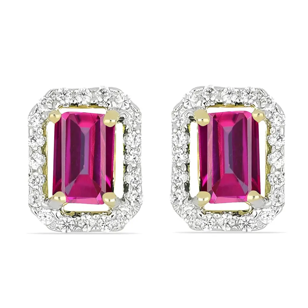 BUY 14K GOLD NATURAL ETHIOPIAN OPAL GEMSTONE HALO EARRINGS WITH WHITE DIAMOND